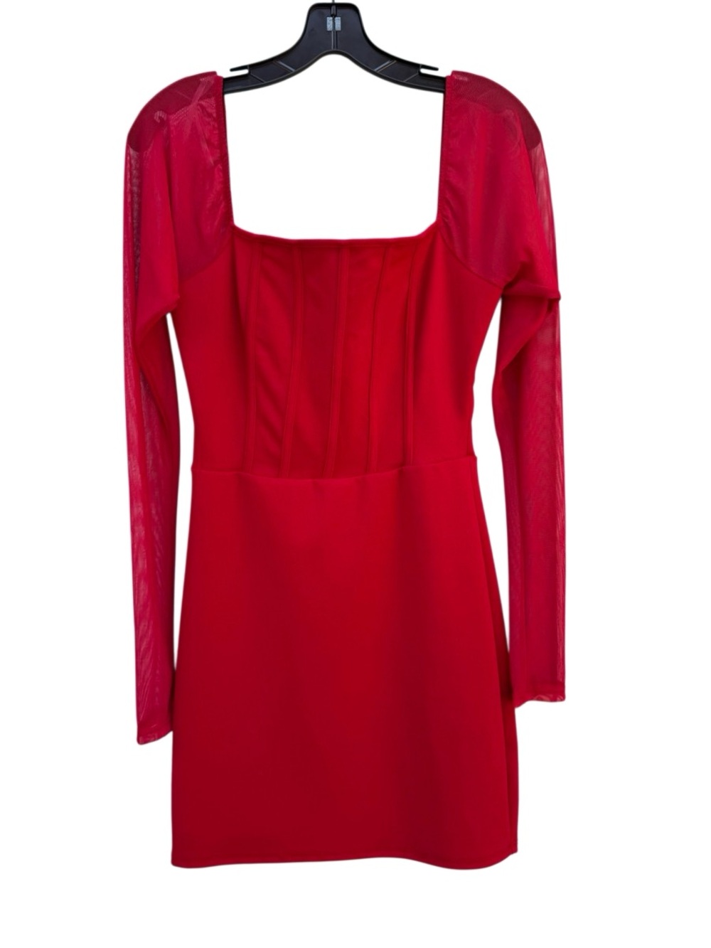 NWT Rue 21 Women's Cherry Red Sheer Sleeve Mini Dress Size Medium